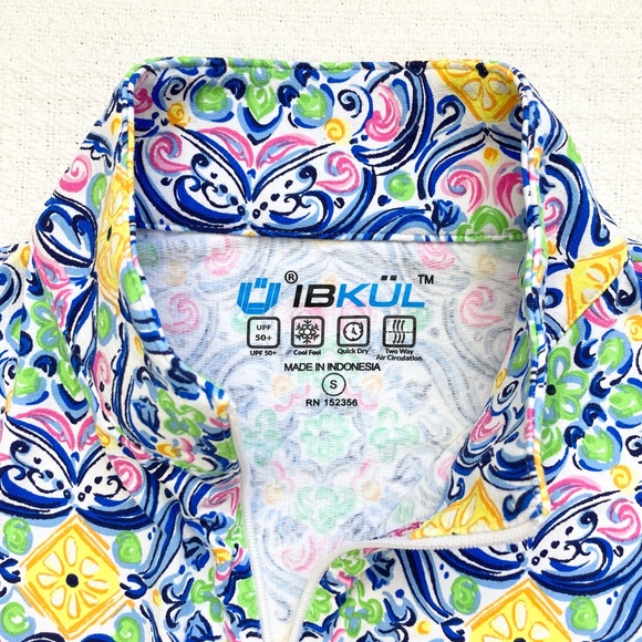 IBKUL Top Nora Print Long Sleeve Mock Neck 1/4 Zip UPF 50+, Size Small - Picture 6 of 16